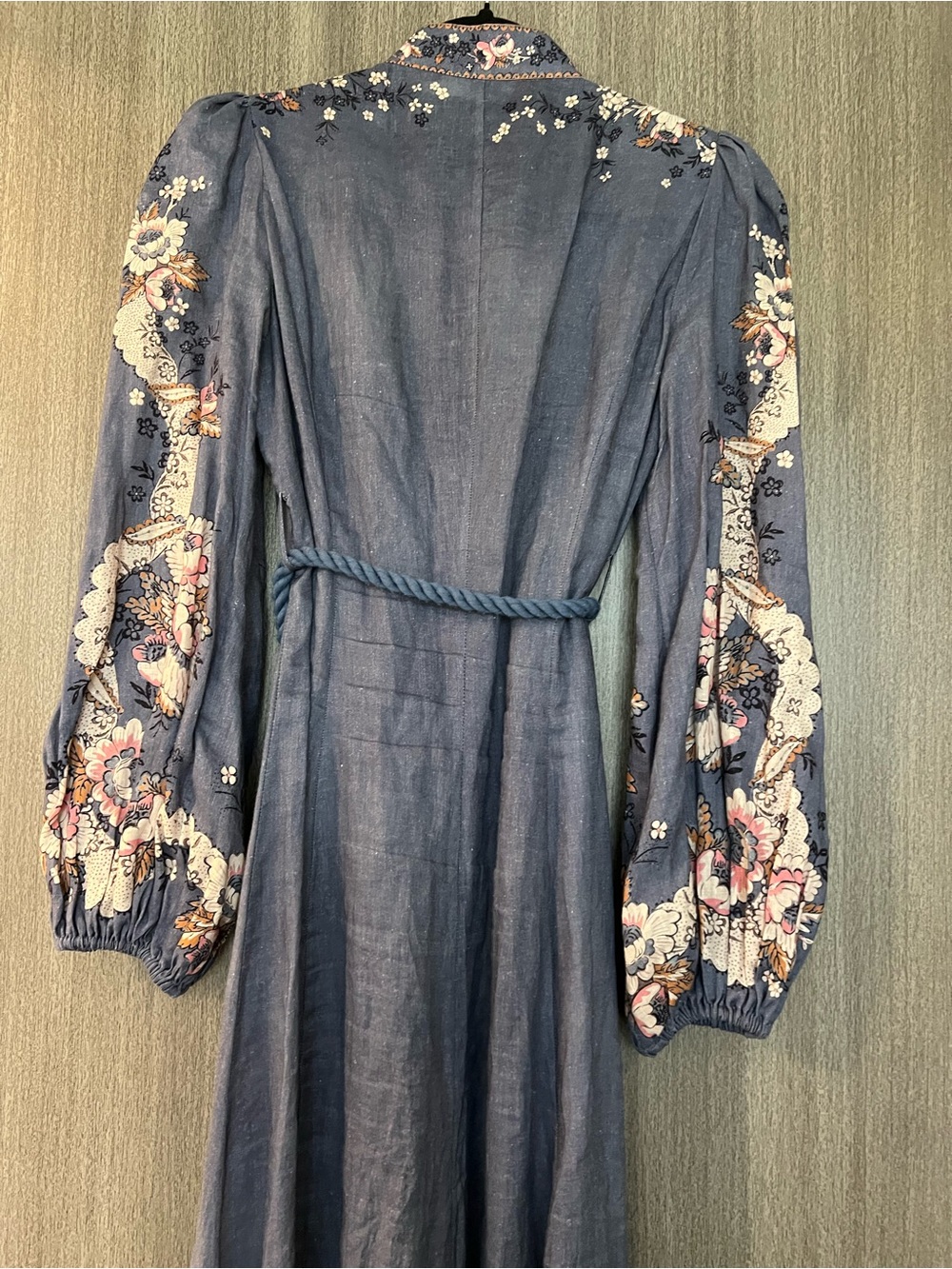 Zimmermann Navy Maxi Dress with Pink Floral Embroidery - Picture 4 of 6
